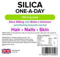 Lindens Silica 250mg Capsules - 100 Pack - Fortified with Biotin & Selenium contributes to Healthy Hair, Nails & Skin in a Convenient one-a-Day Capsule - UK Manufacturer, Letterbox Friendly