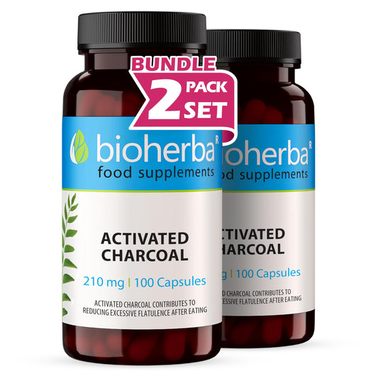 Activated Charcoal 210 mg – 300 Capsules Natural Detoxifying Supplement for Digestive Support and Bloating Relief by BIOHERBA
