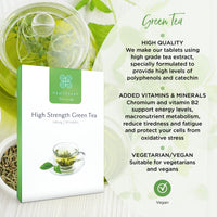 Healthspan Green Tea | High Strength | 90 Tablets | Chromium | Vitamin B2 | 323mg of Polyphenols | 155mg of Catechin Epigallocatechin Gallate (EGCG) | Vegan