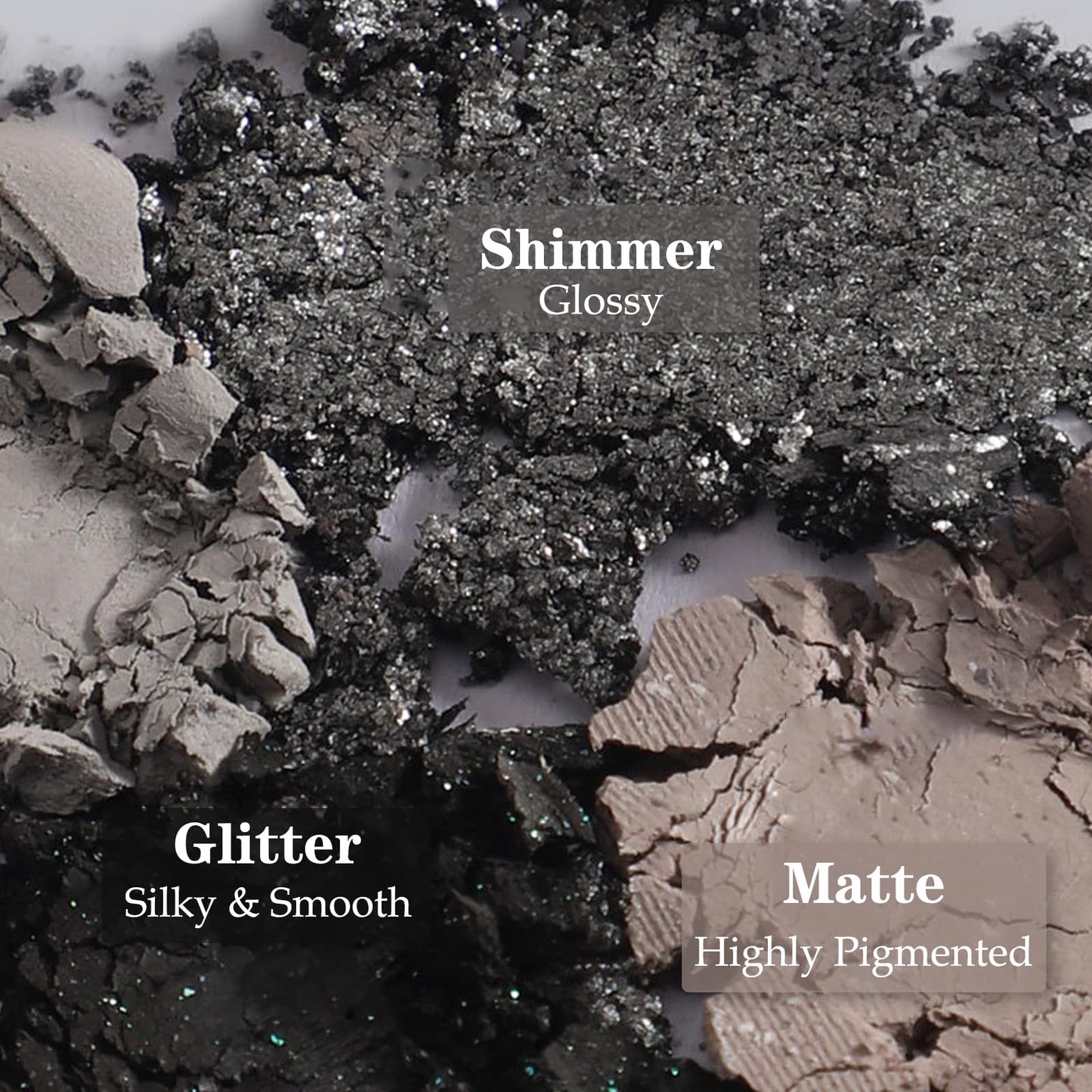 GEEWHILE Black Eyeshadow Palettes, Smoky Eye Shadow Pallets For Women, Long Lasting 9 Colors Shimmer & Matte Eyeshadow Make-Up Palettes, Highly Pigmented Black Silver Gray White Eyeshadow