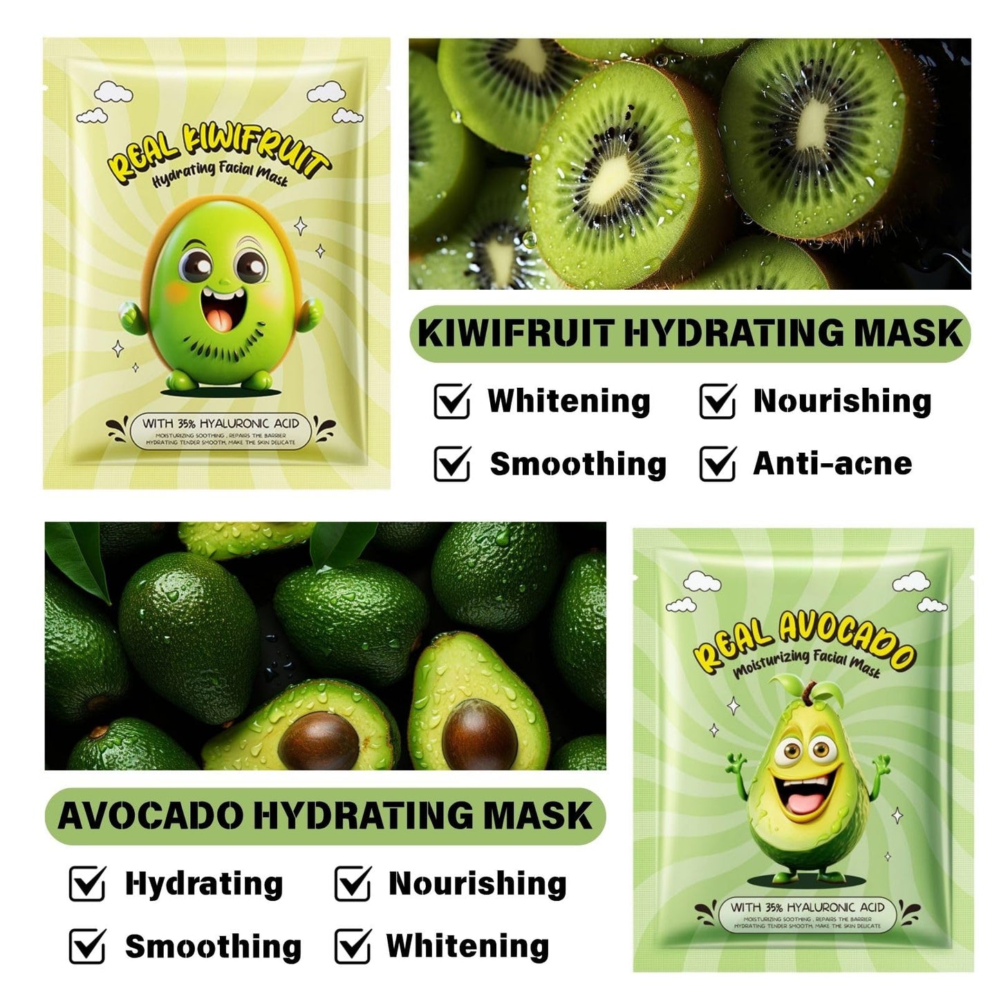 Cureluxe Kids Face Masks for Girls – 7PCS Fruit Hydrating Face Mask Set with Collagen Face Mask & Fruit Extracts – Gifts for Teenage Girls – Skincare for Kids – Teen Skincare – Women's Pamper Set