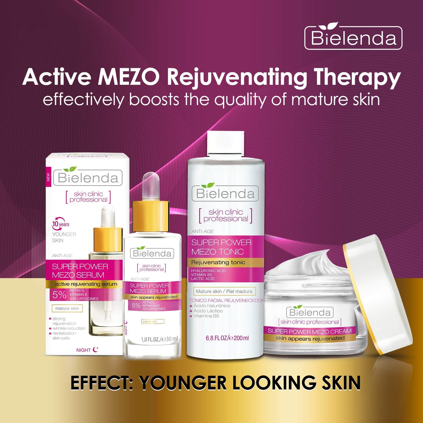 Bielenda Skin Clinic - Face Tonic Effectively Cleanses The Skin Strong Rejuvenation Reduction of Wrinkles Skin Revitalization - Skin Clinic Professional with Lactic and Hialuronic Acid - 200 ml