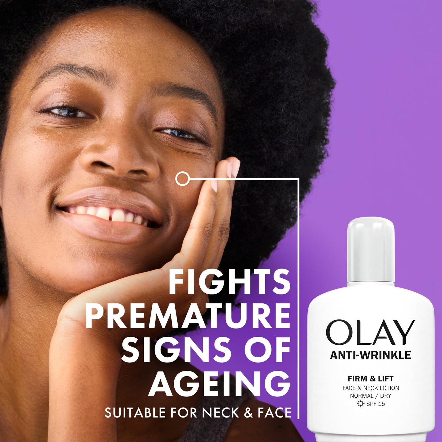 Olay Anti-Wrinkle Firm & Lift Face And Neck Lotion With SPF15, Helps Visibly Reduce Fine Lines & Wrinkles And Protects Against Premature Signs Of Ageing,100ml