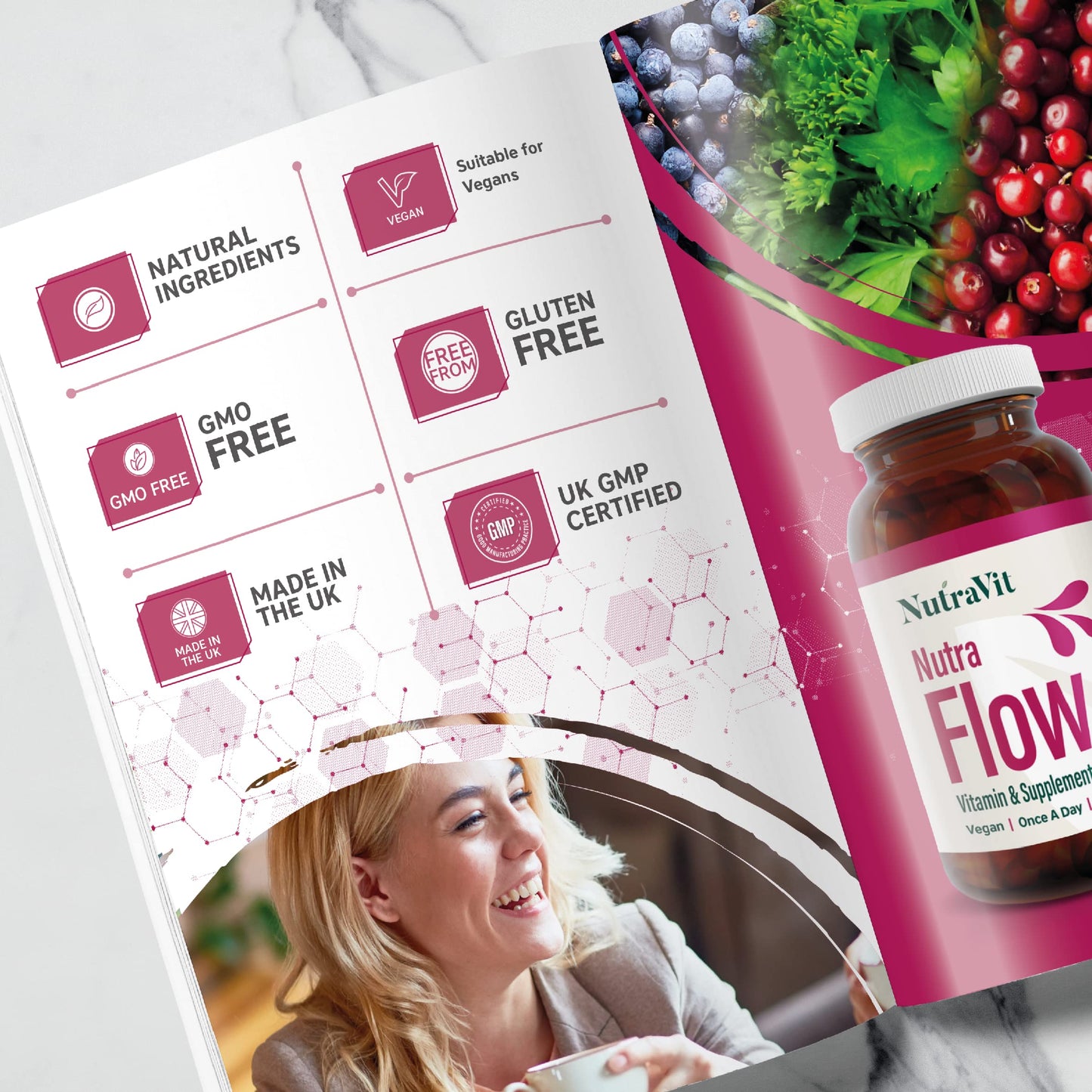 NUTRAFLOW - UTI Vitamin | Urinary Infection Vitamin - 30 Tablets | Ease Discomfort Within The Urinary Tract - Includes Cranberry, Juniper Berries, Acerola & Vitamin C - by NutraVit