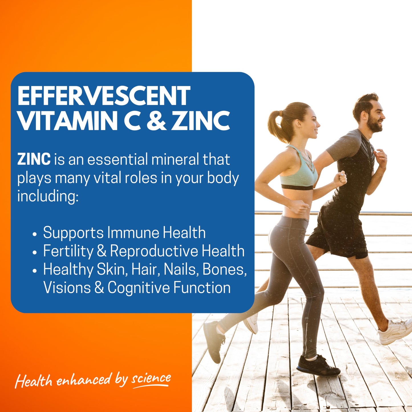 Effervescent Vitamin C 1000mg with Zinc 15mg, 20 Orange Flavoured Tablets, High Strength, Immune Support, Essential for Collagen Formation, Vegan, Made by Northumbria Health