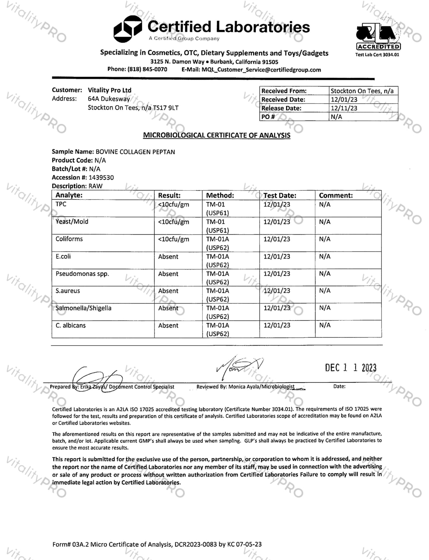 vP Vitality Pro Advanced Collagen with Hyaluronic Acid - 12.95g x 30 Servings - Type 1 2 3 - Vitality Pro Hydrolysed Collagen Peptides Supplement - 375 Grams