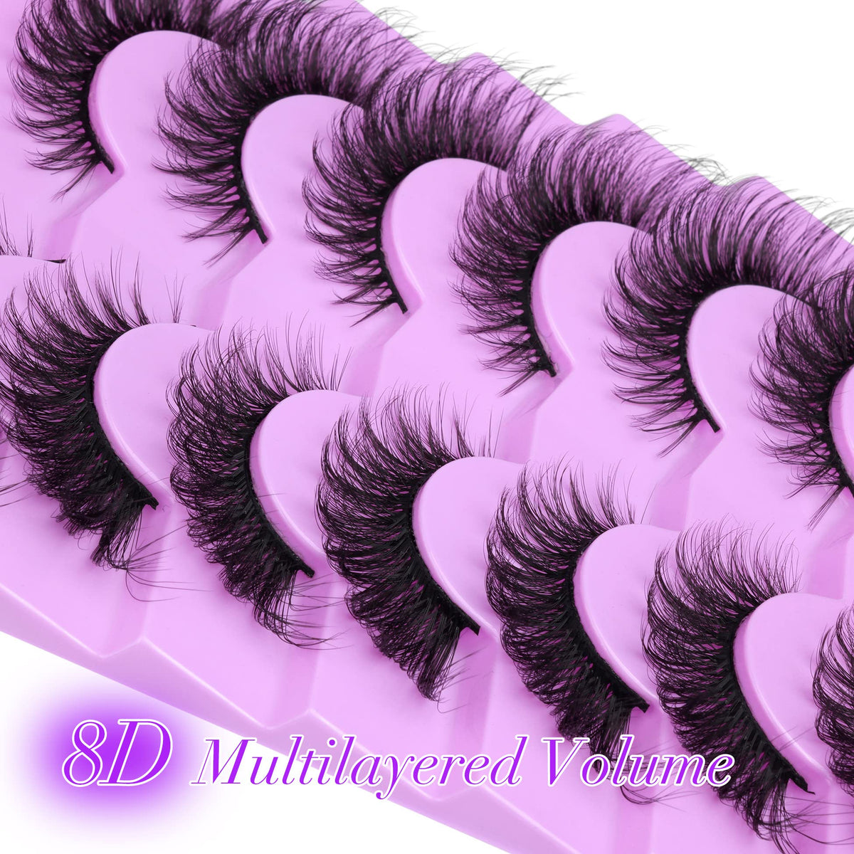 ALICE Eyelashes Fox Eye Lashes Mink Faux Fluffy Natural False Wispy Cat Pack Fake 7 Pairs