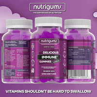 Nutrigums Immune Support 60 Blueberry Flavour Gummies | Two Month Supply | Elderberry Extract 2000mg, Vitamin C 50mg and Zinc 5mg | Vegan Friendly | Suitable for 12+ Years by NUTRIGUMS®