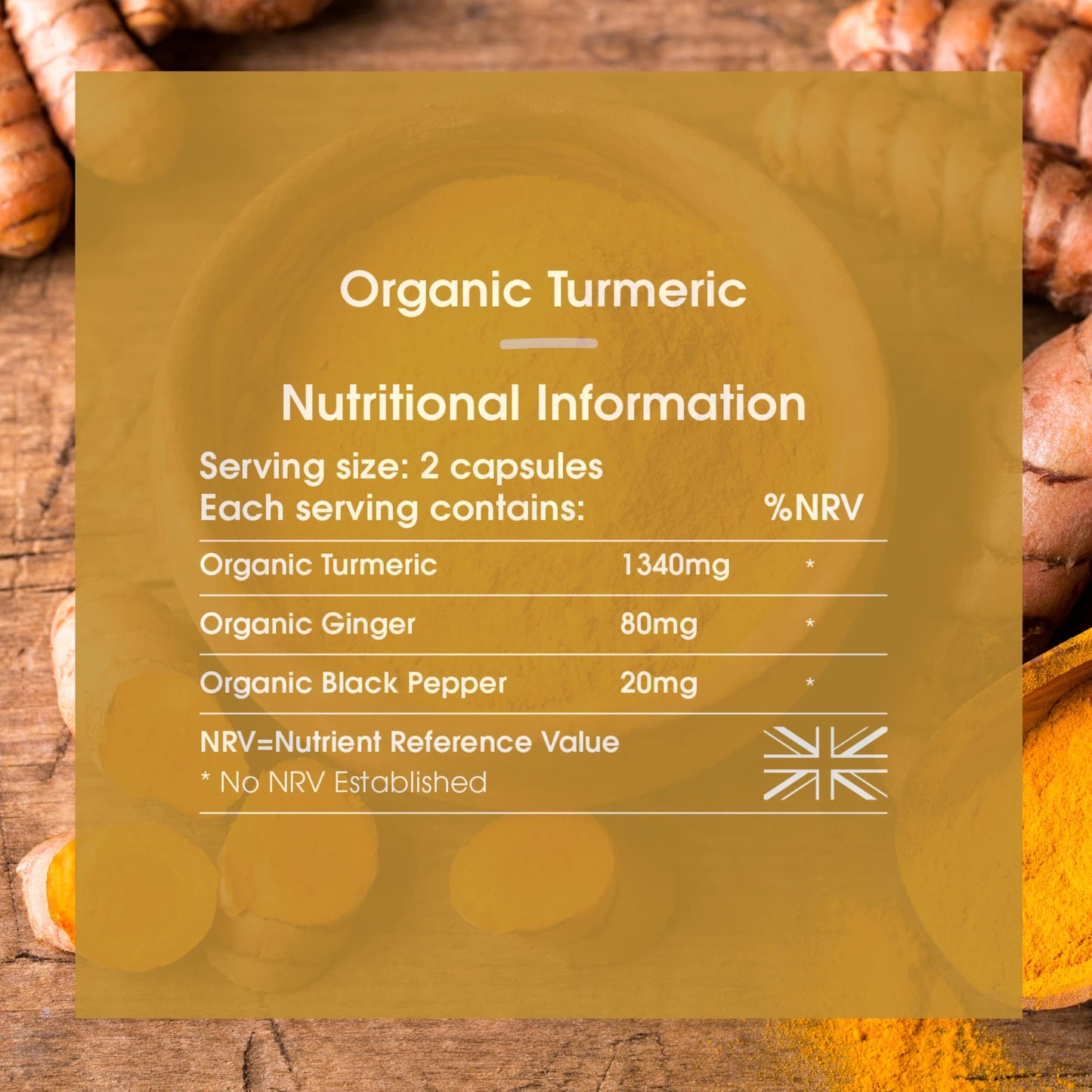 Organic Turmeric with Black Pepper & Ginger (No Fillers or Binders) 120 Capsules - High Strength Turmeric Supplement - UK Made by INNOPURE