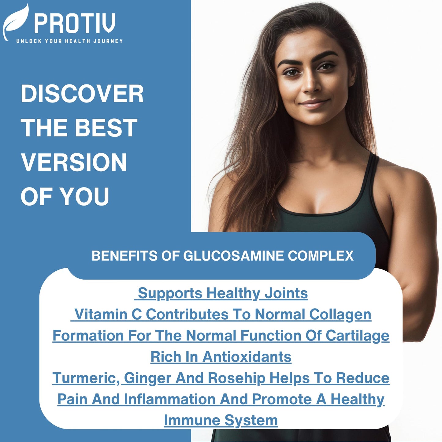 Protiv Glucosamine Sulphate 2KCL 1000mg 60 Tablets | 888mg Base Glucosamine per Tablet | UK Manufactured