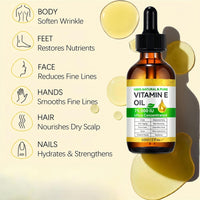 AurolaGlow Pure Vitamin E Oil for Skin & Hair - Natural Bio Oil Scar Treatment, Vitamin E Capsules for Face (2 Fl Oz) - Non GMO, Cold Pressed, Moisturizing & Easy to Absorb