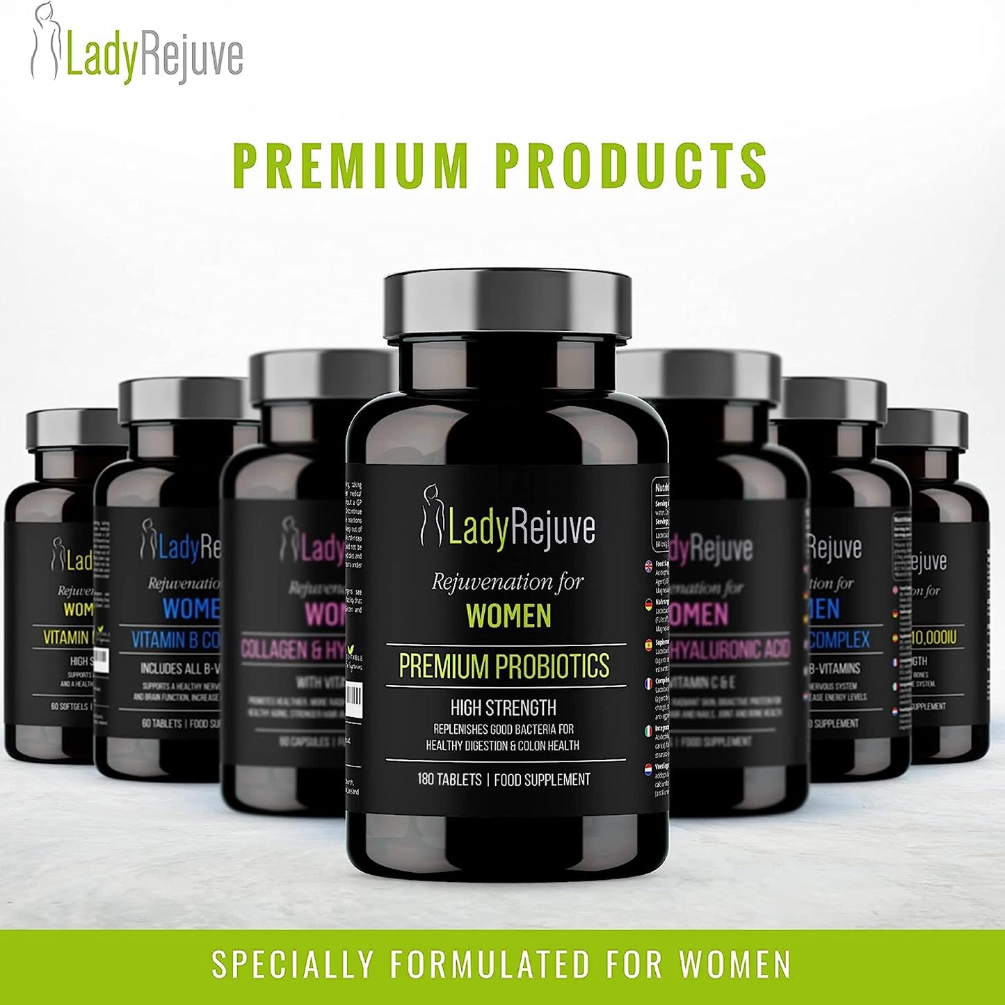 LadyRejuve Premium Probiotics | 180 Vegan Tablets (3 Month Supply) | 10 Billion CFU - Specially Formulated Probiotics for Women | Gut Health Supplements | Provides Constipation Relief for Adults