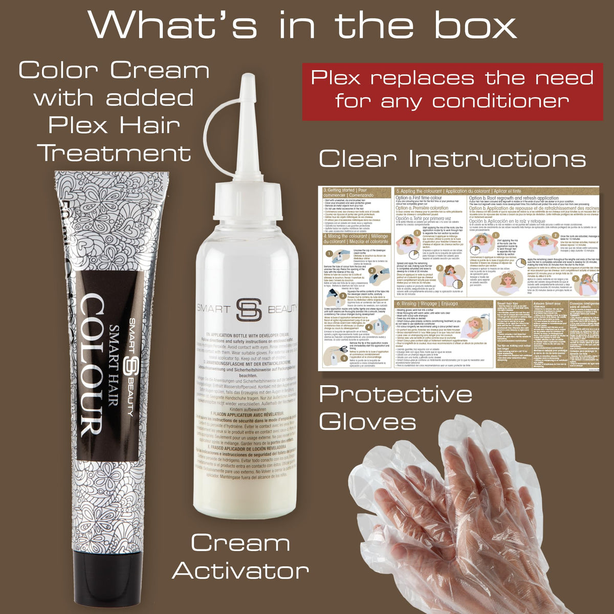 Espresso Dark Brown Hair Dye Permanent with Plex Hair Care, 100% Grey Hair Coverage Hair dye kit, Warm Brown Permanent Hair Colour for women and men, Cruelty-Free, Vegan Hair Dye by Smart Beauty