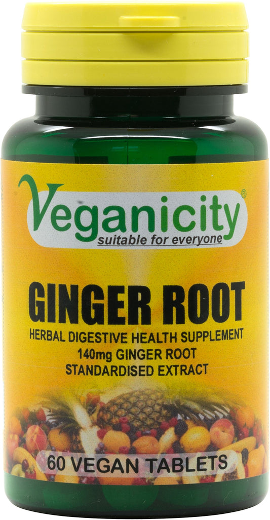 Veganicity Ginger Root 550mg : Digestive and Joint Health Supplement : 60 Tablets
