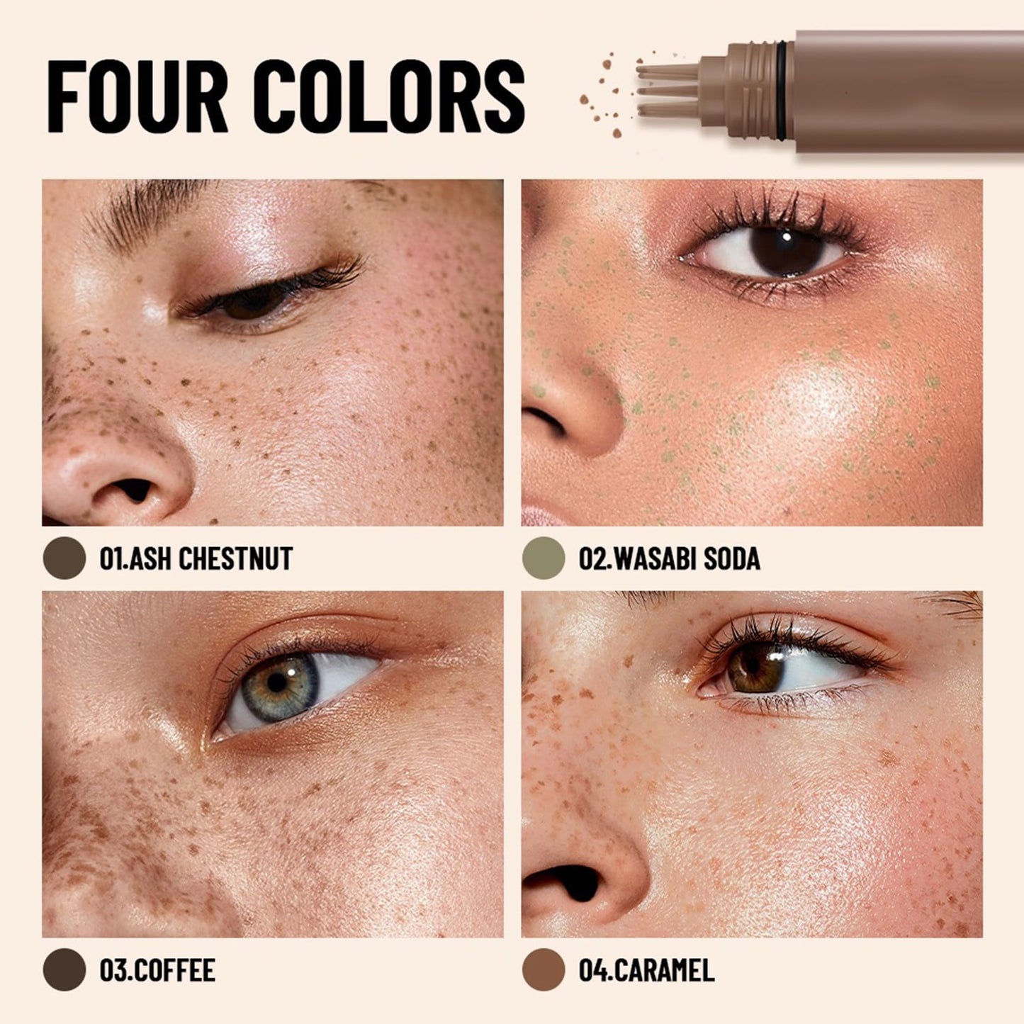 Generic Five-Point Freckle Stamp & Pen – Waterproof, Quick-Drying Faux Freckle & Tattoo Pen for Natural Sun-Kissed Look – Safe for All Skin Types(Ash Chestnut)