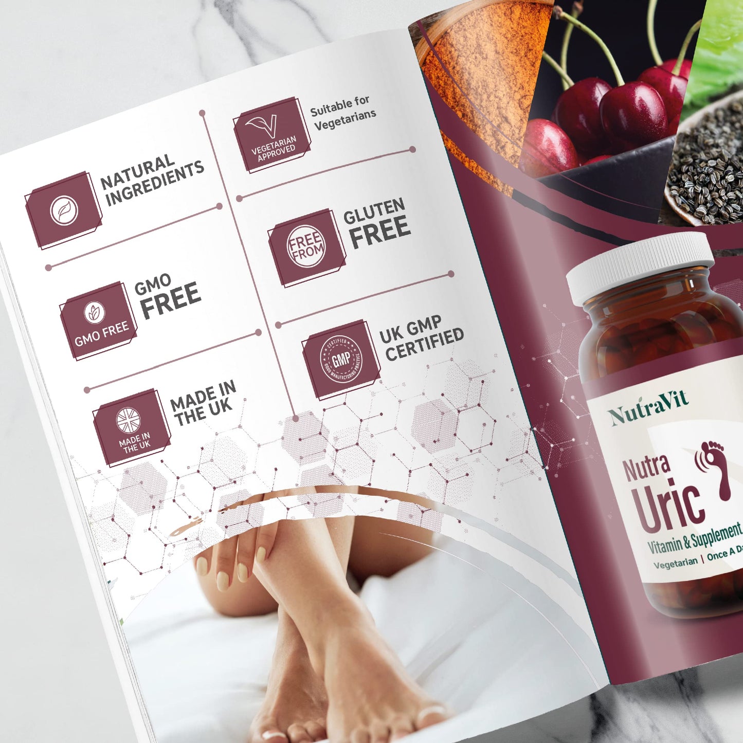 NUTRA URIC - 4000mg Montmorency Cherry| Ultra High Strength - 30 Cherry Tablets| Uric Acid Tablets/Supplement by NutraVit
