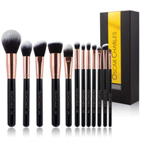 Oscar Charles Make up Brushes Set, 12 Piece Makeup Brushes Professional - Rose Gold