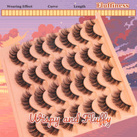 Goddvenus Lashes Natural False Eyelashes Fluffy 5D Russian Strip Lashes16mm Cat Eye Lashes Fake Lashes Fluffy 14 Pairs CC Curl Wispy Eyelash Pack