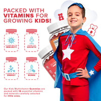 Vitammies Kids Vitamins | Kids Multivitamin Gummies | 3 Month Supply | 16 Essential Nutrients | Vitamin C, A, D3, B2, B6, B12, E, K, Biotin, Iodine, Zinc & More | Non-GMO, Vegetarian, Chewable, 90 Count, GMP