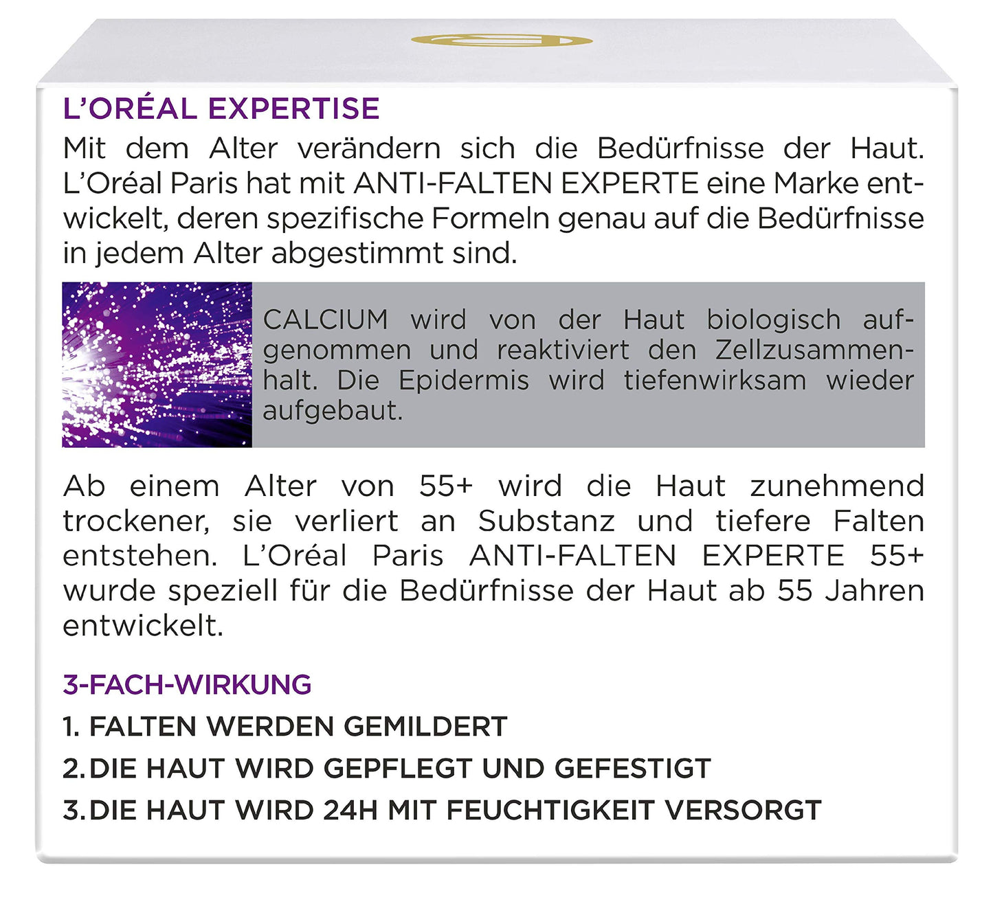 L'Oreal Paris L'Oréal Paris Moisturiser for the Face, Moisturising Anti-Ageing Day Cream with Calcium to Reduce Wrinkles, Anti-Wrinkle Expert 55+, 1 x 50 ml
