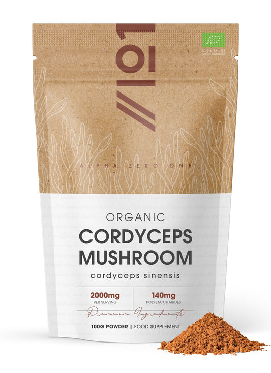 Organic Cordyceps Sinensis Powder 100g – Pure Cordycipitaceae Mushroom – Resealable and Recyclable Pouch – by Alpha01