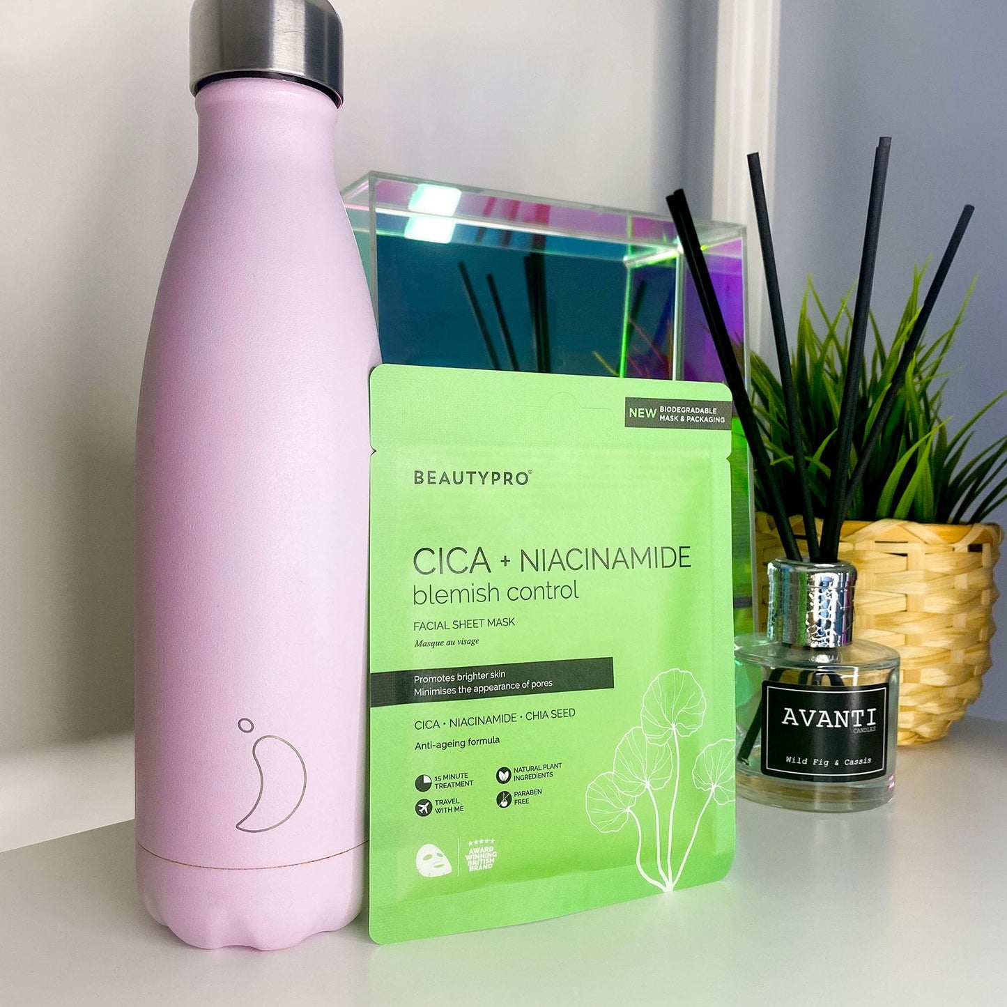 BEAUTYPRO CICA+NIACINAMIDE Blemish Control Face Sheet Mask | 100% Biodegradable | Plant Based Formula | rebalance | hydrate | Minimise Breakouts | Anti-Ageing