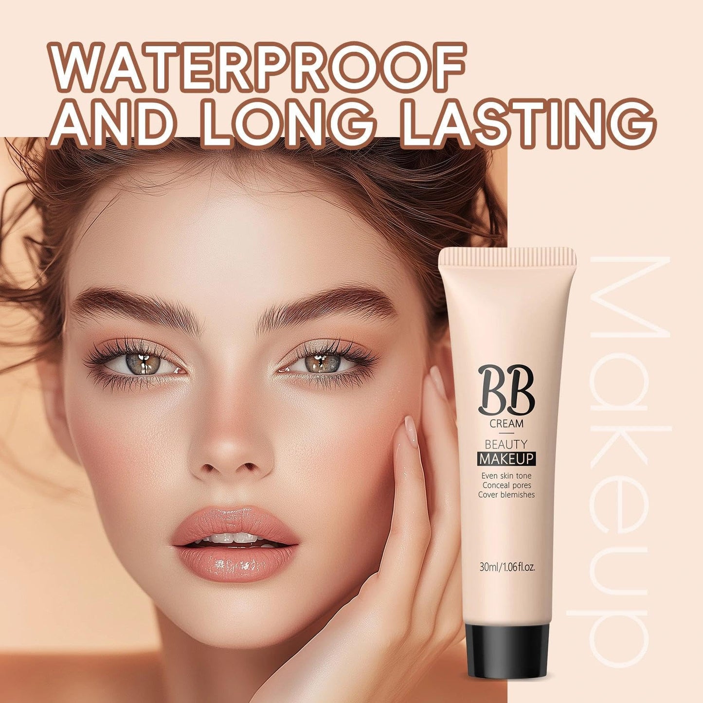 NatrLuxe Waterproof BB Cream Foundation For Even Skin Tone, Long Lasting Full Coverage Makeup, Lightweight Formula. Smooths Skin, Hides Pores & Acne Marks