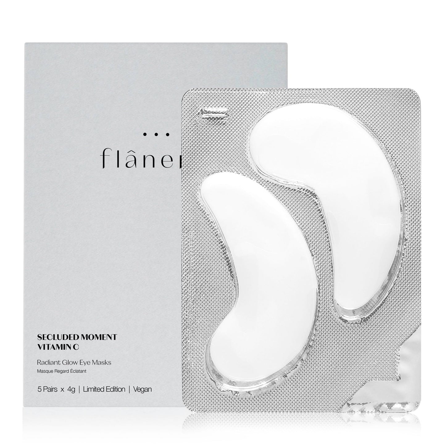 flânerie Flanerie Radiant Glow Eye Masks | Pack of 5 | 5 x 4g, with Vitamin C, Collagen and Hyaluronic Acid Eye Patches, Vegan Formula