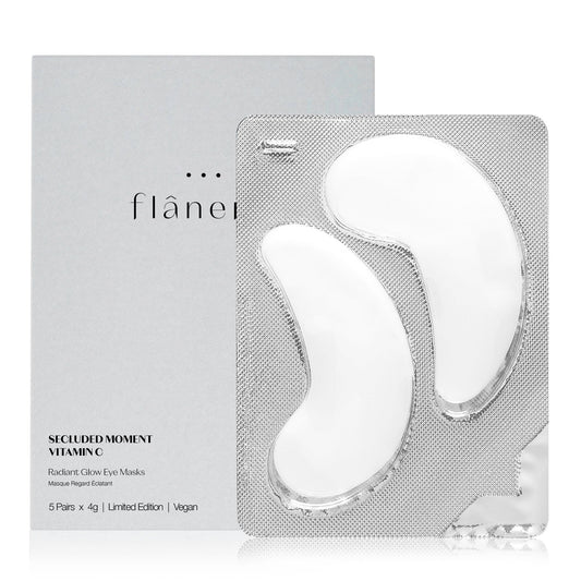 flânerie Flanerie Radiant Glow Eye Masks | Pack of 5 | 5 x 4g, with Vitamin C, Collagen and Hyaluronic Acid Eye Patches, Vegan Formula