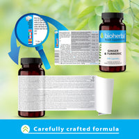 BIOHERBA 100 Ginger and Turmeric Capsules High Strength Curcumin Anti Inflammatory Suitable for Energy & Metabolism - Immune Health Supplements - Enhances Defense System