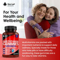 Chewable Vegan Multivitamin Gummies - Non Sugar Coated, Gluten Free, Non-GMO Multivitamins for Men and Woman - Fortified with Vitamins C A D E B Biotin, Folate, & Zinc