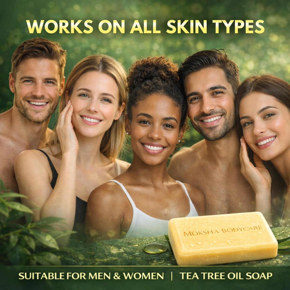 Moksha Tea Tree Acne Soap Bar Face & Body- Acne Blemish Spots Blackheads Cleanser