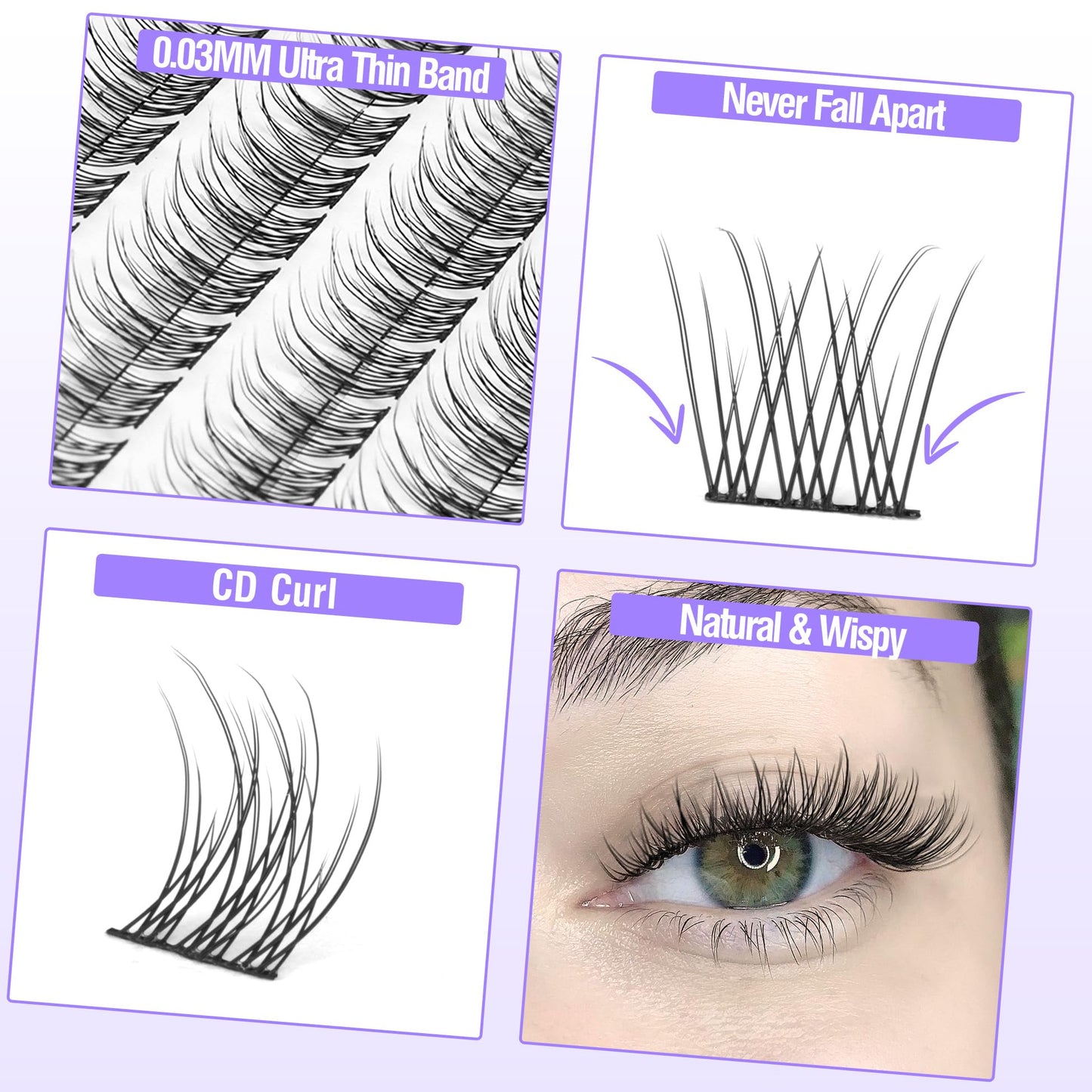 Natural Cluster Lashes CC Curl 168 Pcs Wispy Lash Extensions 9-11MM Mixed Lengths Eyelash Extension Individuals Self Application DIY at Home by Mavphne