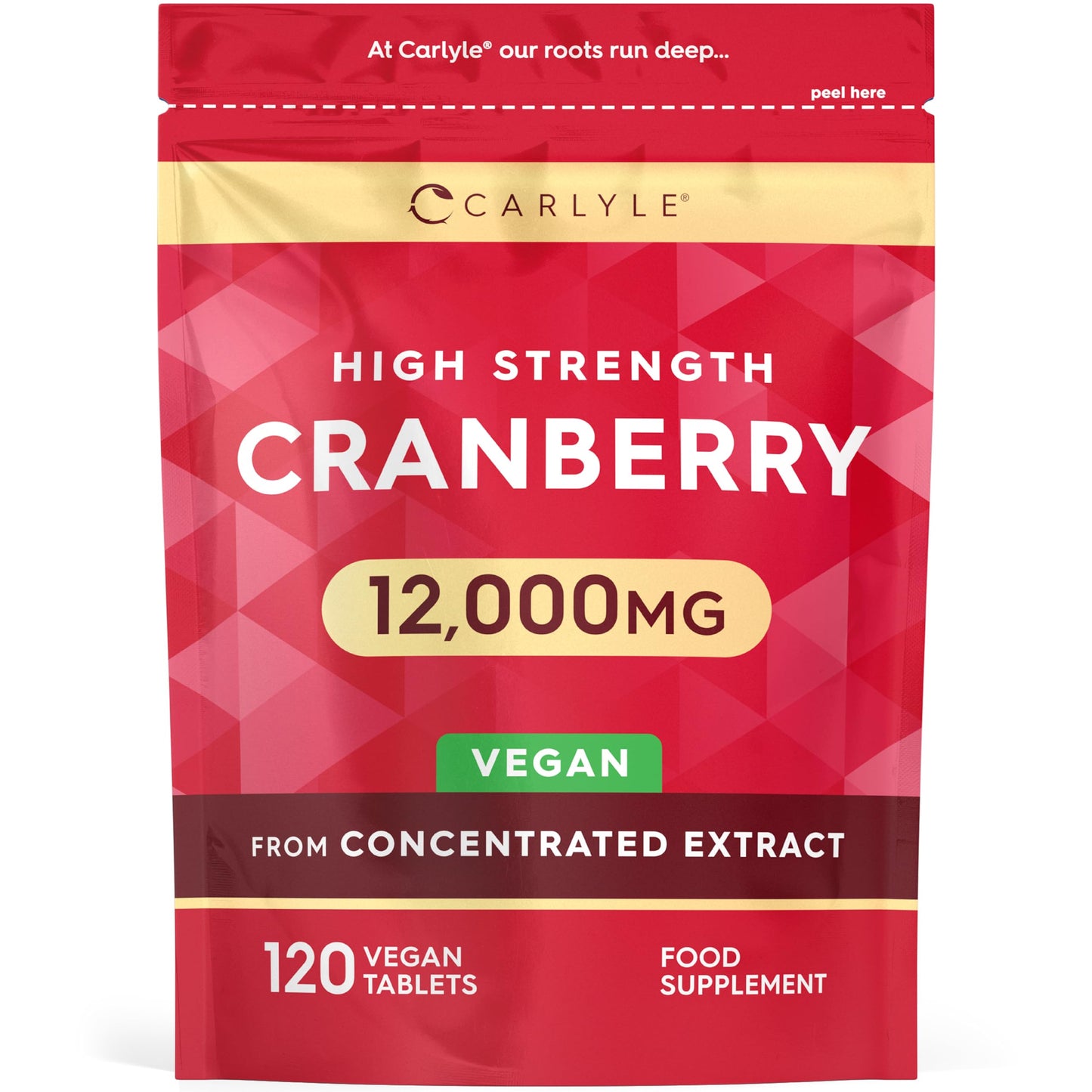 Cranberry Tablets 12,000mg | Supplements for Women | 120 Pills | Vegan | by Carlyle