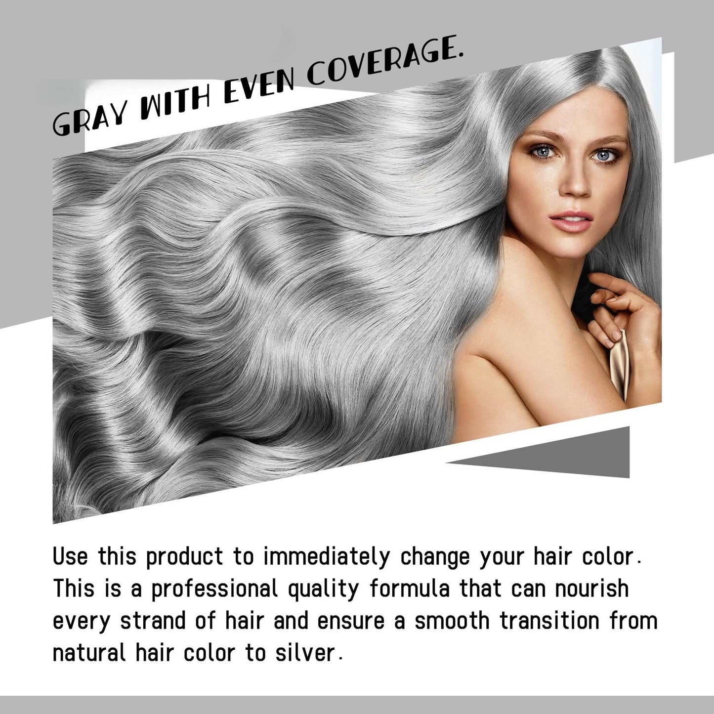 Jinjiar 2 in 1 Natural Essence Extract Silver Hair Dye,Silve-r Metallic Hai-r Dye,Silver Gray Natural Ha-ir D-ye Cream,Nice and Easy H-air Dy-e,Silv-er Hair Toner,Hair Color for Women,Hair Lightener(Silv-er)