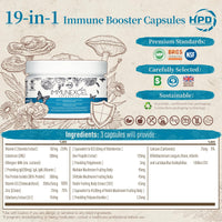 HPD THE HEALTH POWER DRIVER Immune System Booster, Vitamin C,D, Zinc Supplement, with Colostrum, Mushrooms, Elderberry, Propolis | 19-in-1 Immunity Support by HPD | Probiotics for Gut Health | All Age, Gluten Free, 90 Capsules
