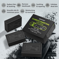 Bamboo Charcoal Soap, Salicylic Acid Soap Bar, Men's Cleansing Soap with Exfoliating Particles, AHA Soap for Oil Control, Pore Shrinking, Remove Blackhead Acne for Face and Body, 3x100g