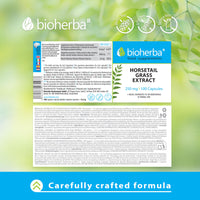 Horsetail Grass Extract 250 mg - 300 Capsules by BIOHERBA | Natural Silica-Rich Supplement for Hair Skin Nails and Bone Health