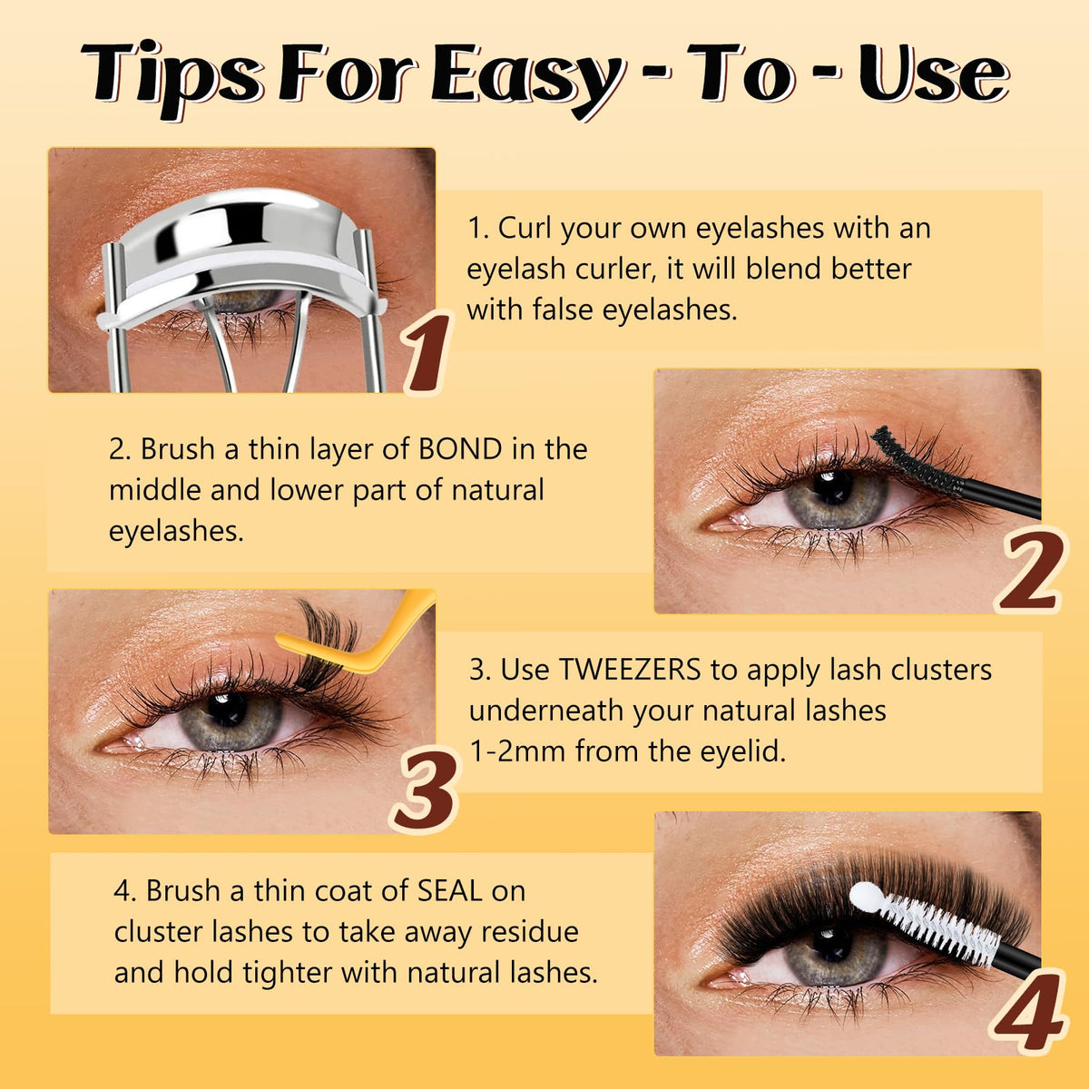 QUEWEL Cluster Lashes 80D+100D Individual Eyelashes 280Pcs D Curl Eyelash Clusters 3D Russian Lashes Individual Cluster Volume Eyelash Extensions (3D-80D+100D)