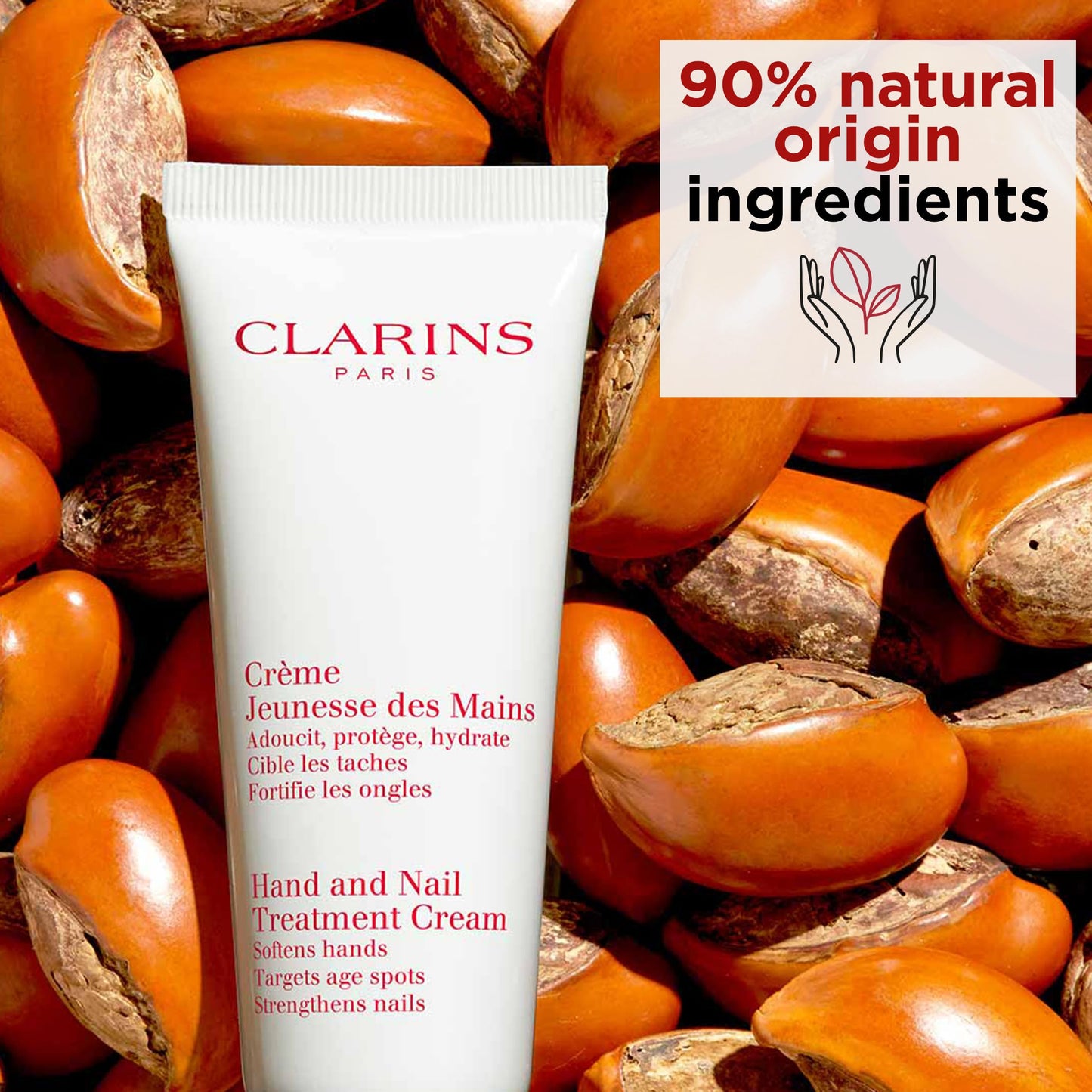 CLARINS Clarins Hand & Nail Treatment Cream 100ml | Nourishing Moisturiser for Dry Hands & Strengthening Nails | Anti Aging | Non Greasy