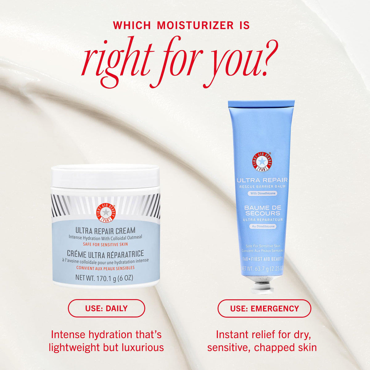 First Aid Beauty - Ultra Repair Rescue Barrier Balm, Deep Hydrating Skin Barrier Mask with 1% Dimethicone, Visible 24-Hour Relief for Dry, Cracked & Chapped Skin, Safe for Sensitive Skin, 63.7g