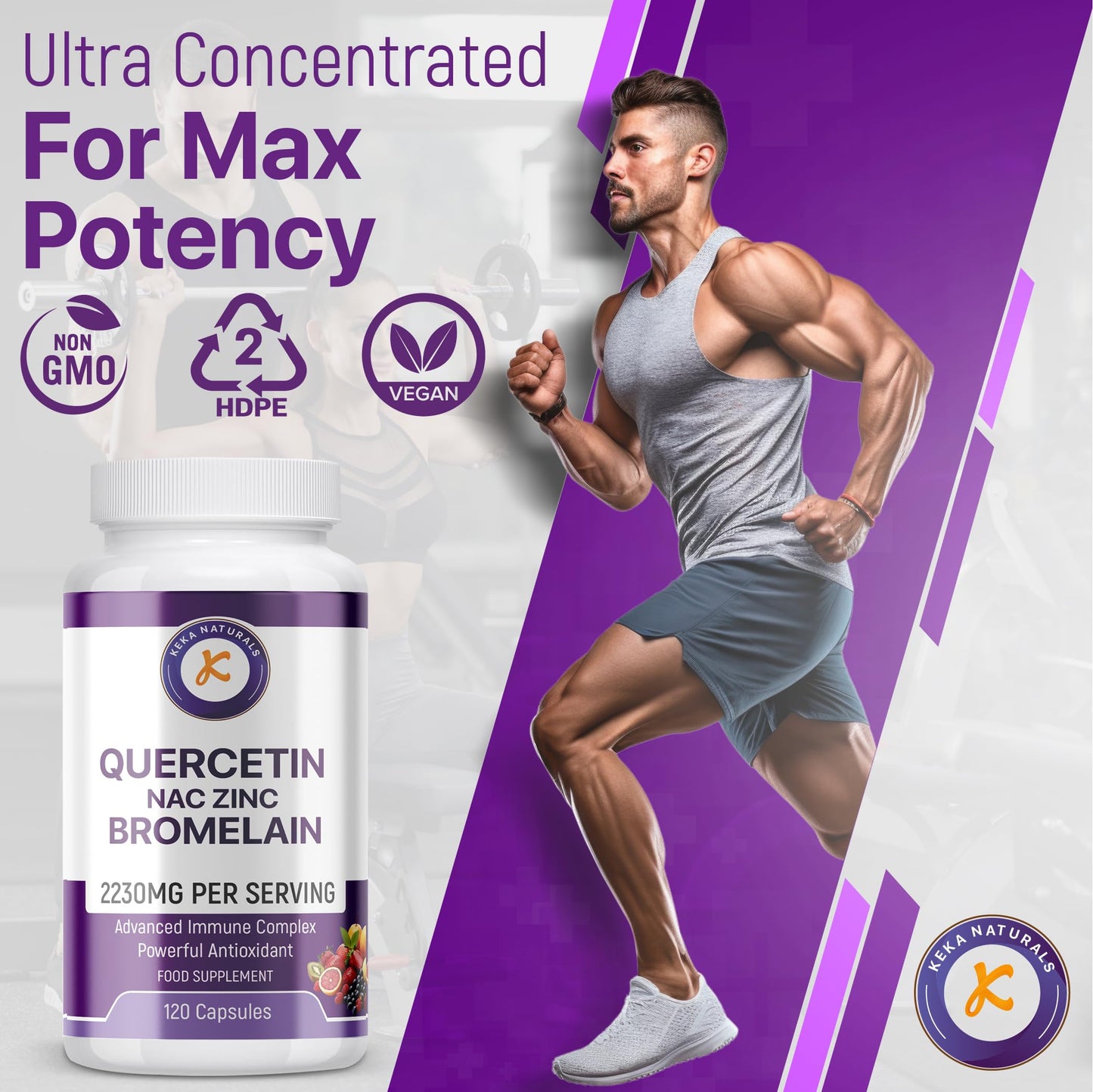 Quercetin with Bromelain, NAC and Zinc - Powerful Quercetin Blend - 2230mg per Serving - Immune & Respiratory Support - Non-GMO, Gluten-Free, Vegan - 120 Veggie Caps