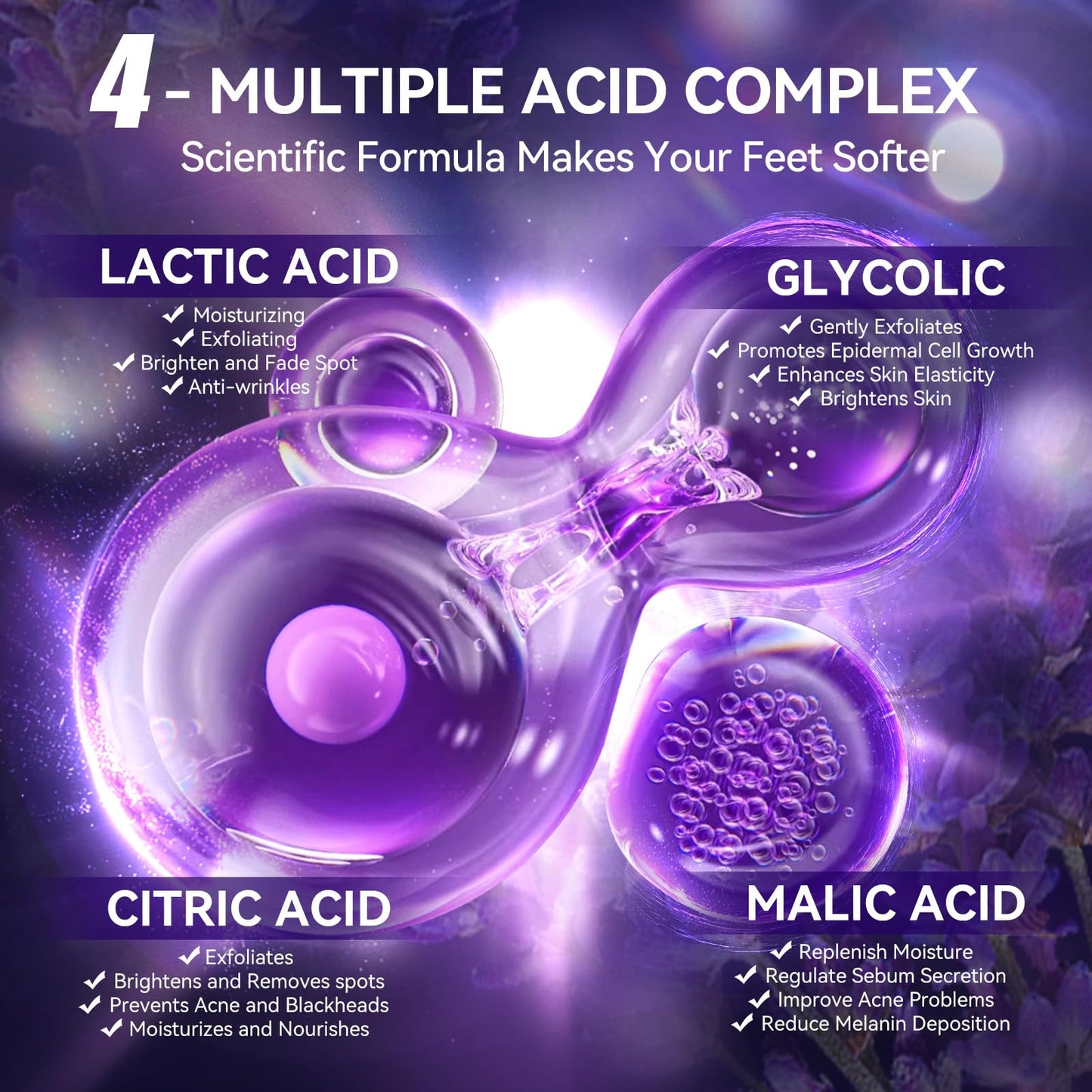 LANBENA Foot Peel Mask - 1 Pair Moisturizing and Exfoliating Foot Peeling Mask for Dry, Cracked Feet | Callus Remover | Skin - Friendly and Effective for Baby Soft Feet, Men and Women (Lavender)