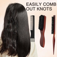 DOOCECIY 3 Pcs Slick Back Hair Brush Set, Smoothing Bristle Brush for Sleek Thick Curly Long Hair Beard