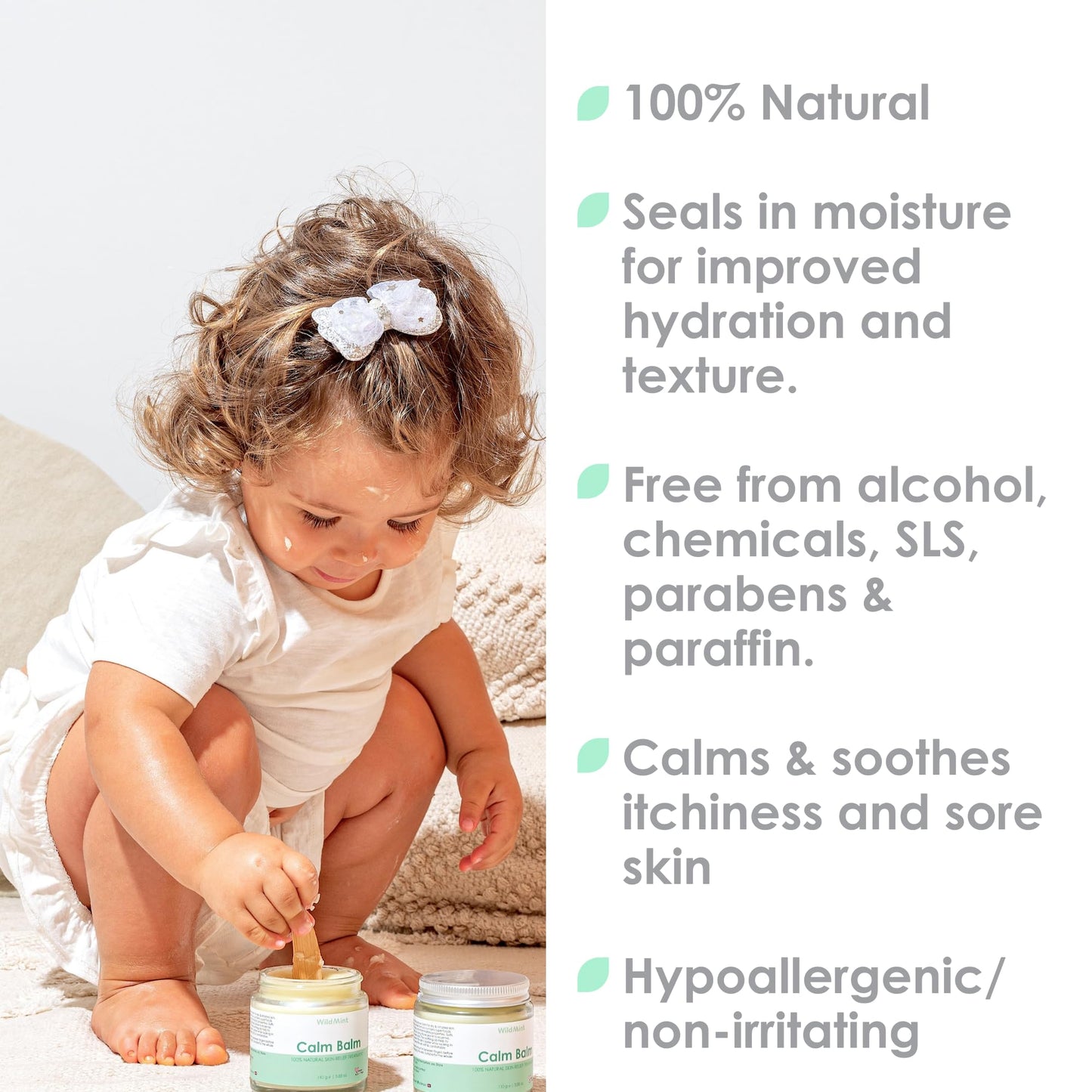 WildMint Calm Balm 100% Natural Relief Treatment for Sore, Itchy & Dry Skin | Intensive Shea Butter Moisturiser Suitable for Baby with Sensitive Skin Prone to Eczema, Redness & Irritation | 120ml