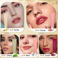 Ledeak Summer Lip Balm, 4PCS Summer Lip Butter Balm, Nourishing Glossier Lip Balm, Plumping Tinted Lip Butter, Moisturizing Natural Lip Gloss Set for Men Women Chapped Lips (Vanilla+ Candy+Mint+Cream)