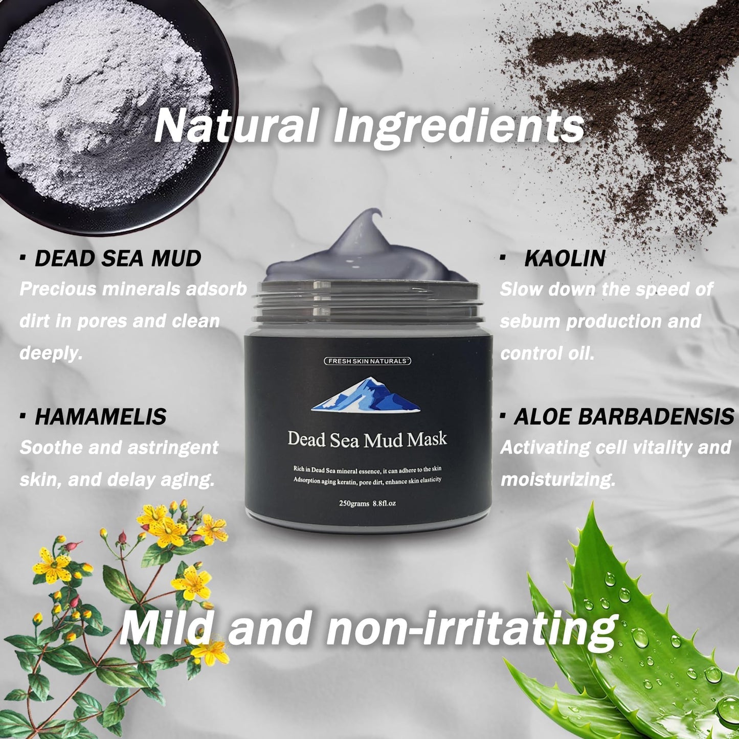 HOKIAMCN Dead Sea Mud Mask with Aloe Vera Spa Quality Natural Facial Mask Deep Pore Reducer for Face and Body Acne Blackheads Blemish Oily Skin Wrinkles Vegan Cruelty-Free Cosmetic Mineral-Rich
