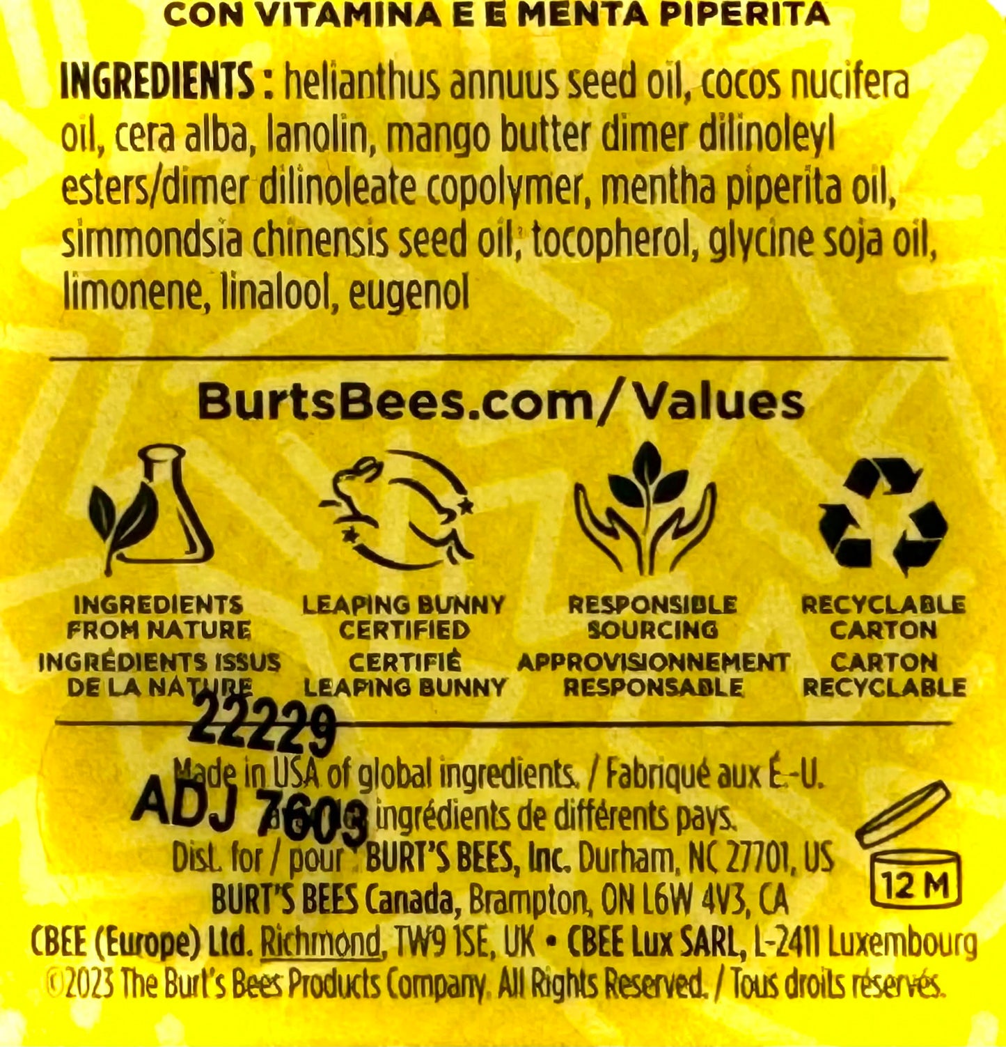 Burt's Bees Moisturizing Retro Lip Balm Tin with Vitamin E & Peppermint - The Original Beeswax Lip Balm - 8.5g / 0.3oz - Made in U.S.A. - It's like a minty chill pill for dry lips