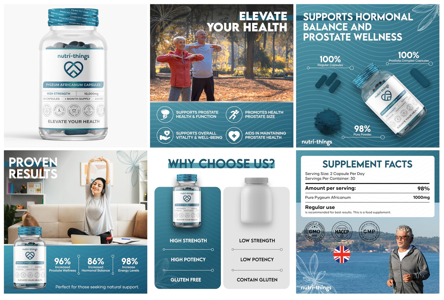 Pygeum Africanum Capsules - 60 Capsules - 5000mg 10:1 Extract - High-Strength Formula for Prostate Support and Hormonal Balance, Daily Dietary Supplement