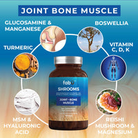 fabÜ JOINT-BONE-MUSCLE - Reishi Mushroom Supplement with Glucosamine, MSM, Boswellia, Turmeric and Vitamins and Minerals (60 Capsules)